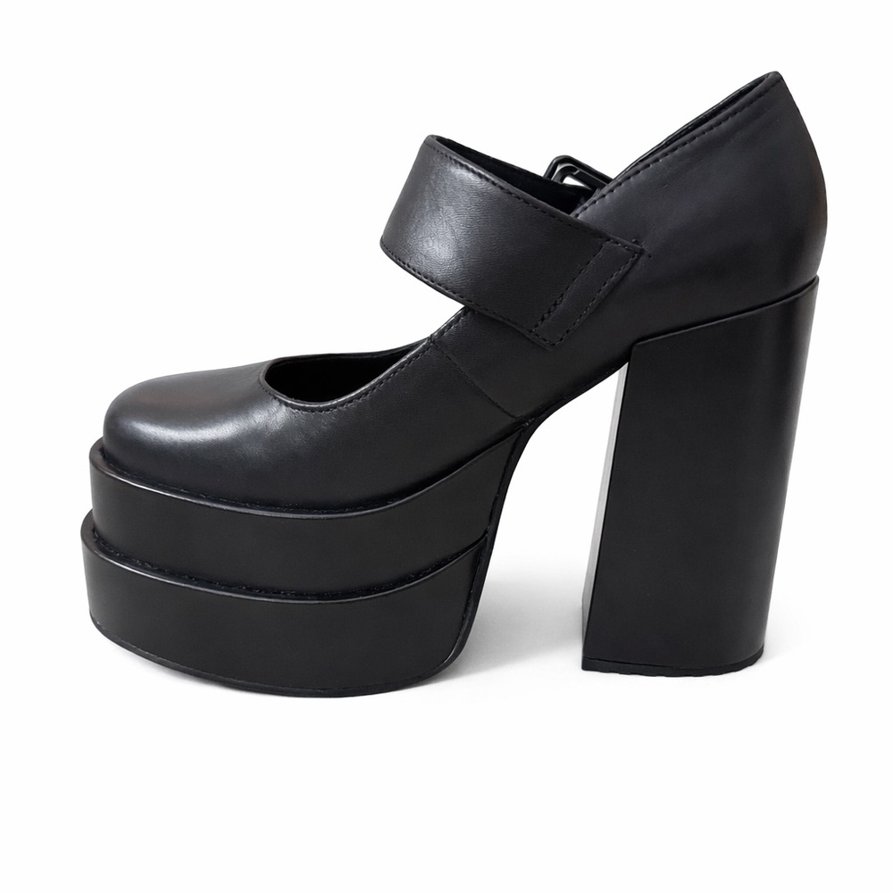 Steve Madden Carly Black Leather Mary Jane Platforms - Picture 3 of 9